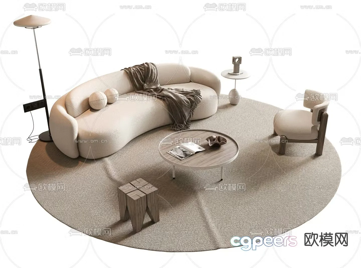 Modern modular sofa curved sofa 3d model