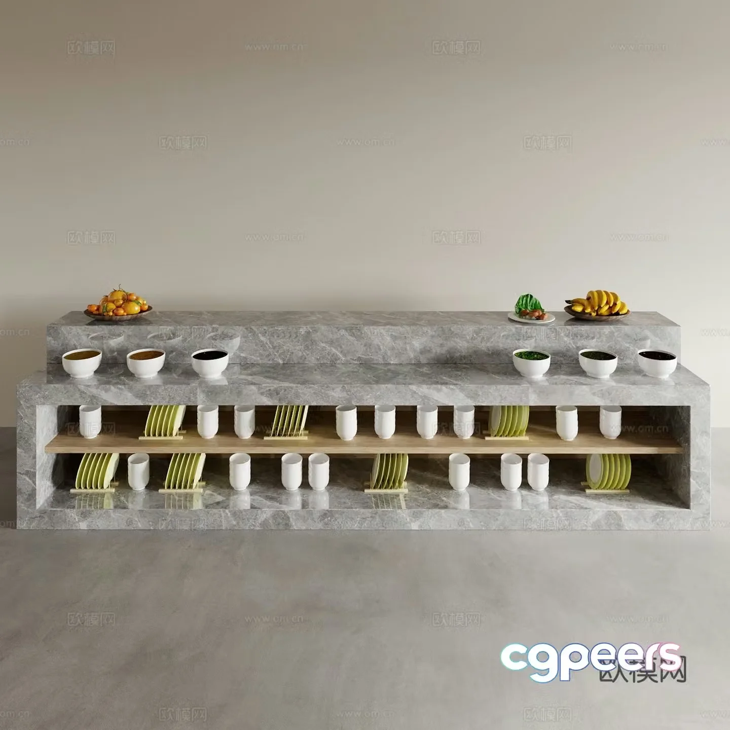 Buffet table condiment table 3D model