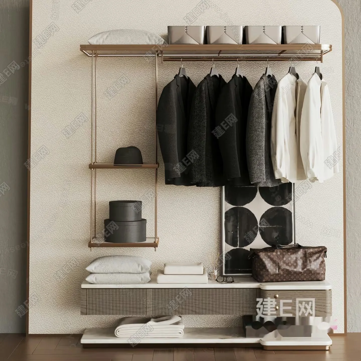 Modern Walk-In Closet 3D Model – 15315 – CORONA Render