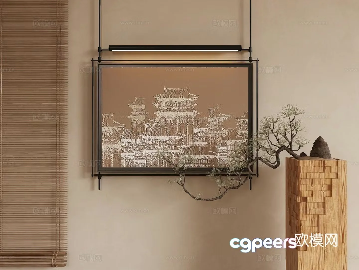 New Chinese style decorative painting architectural painting hanging painting 3D model