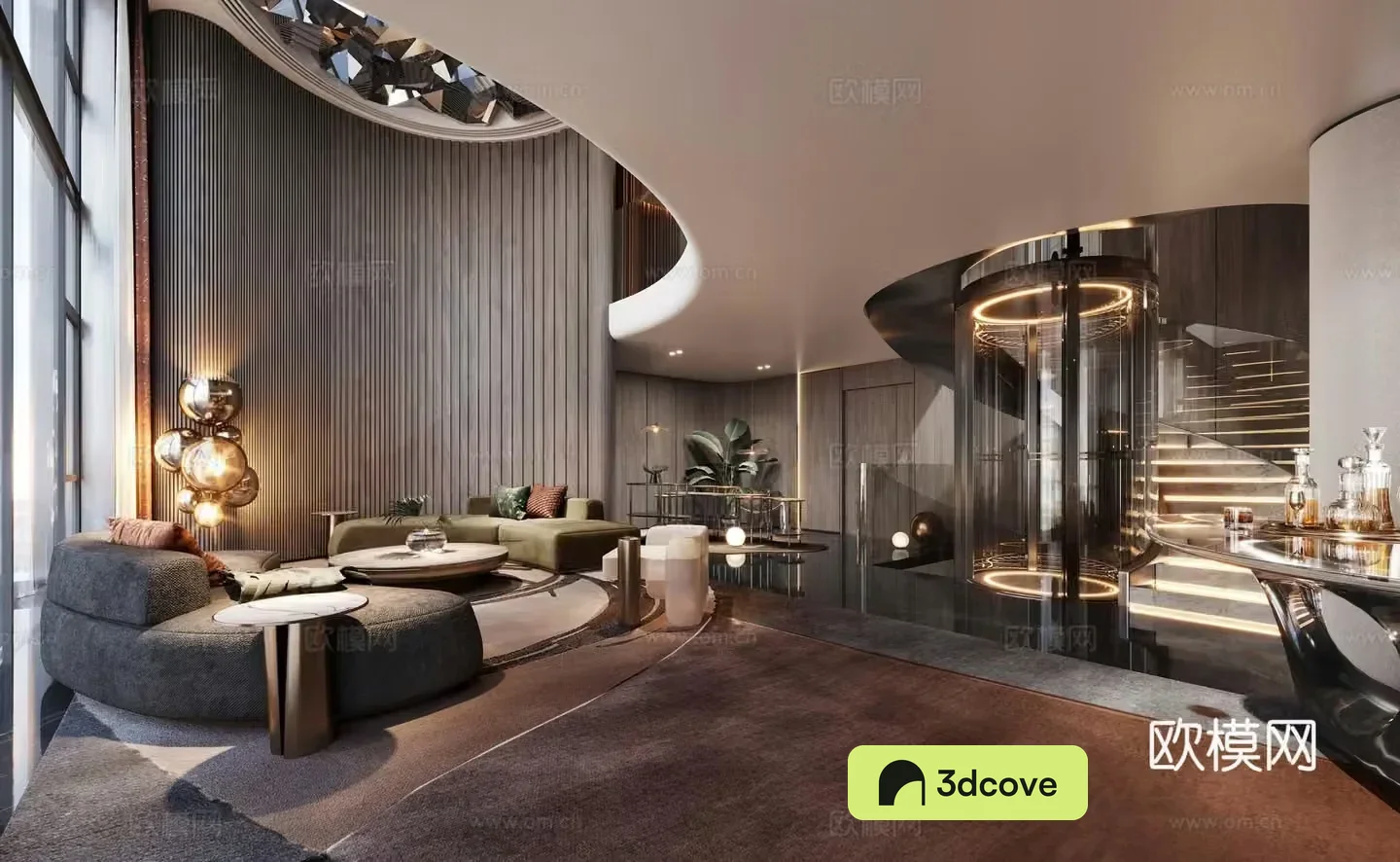 Modern light luxury villa living room