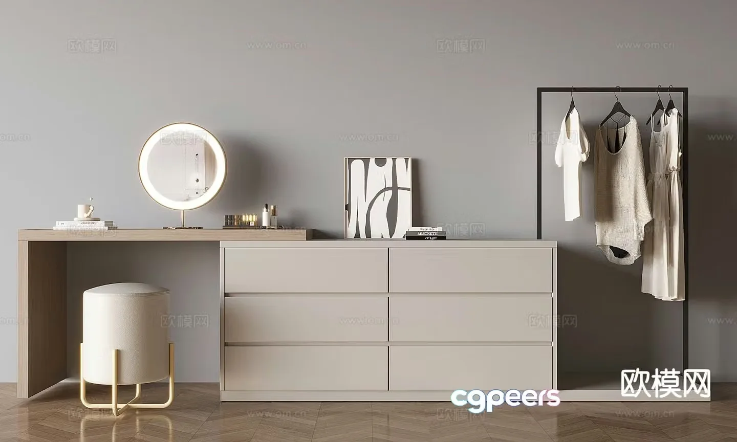 solid wood dressing table dressing table 3d model