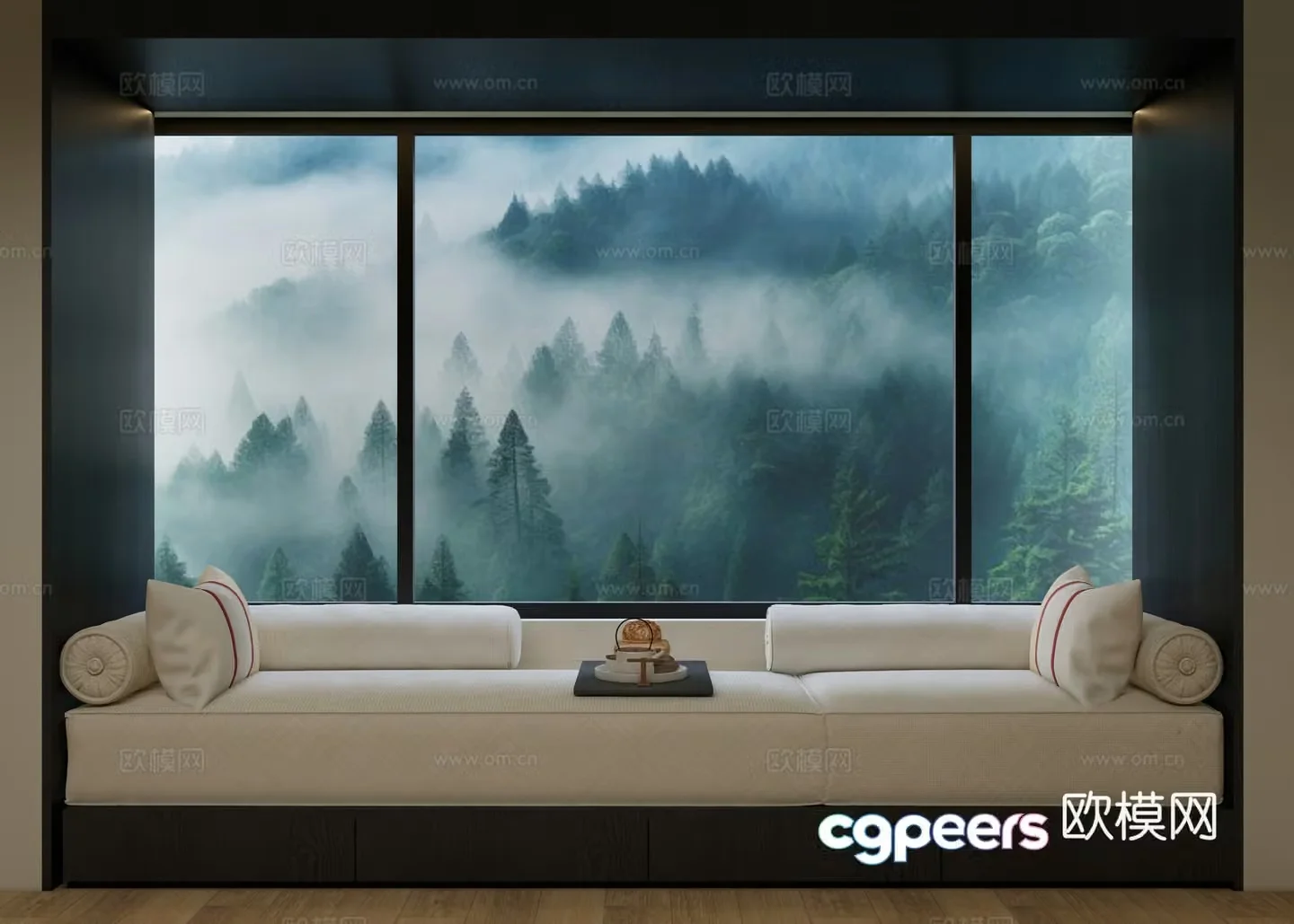 Modern booth sofa Balancing windowsill booth sofa Balancing window design 3D model