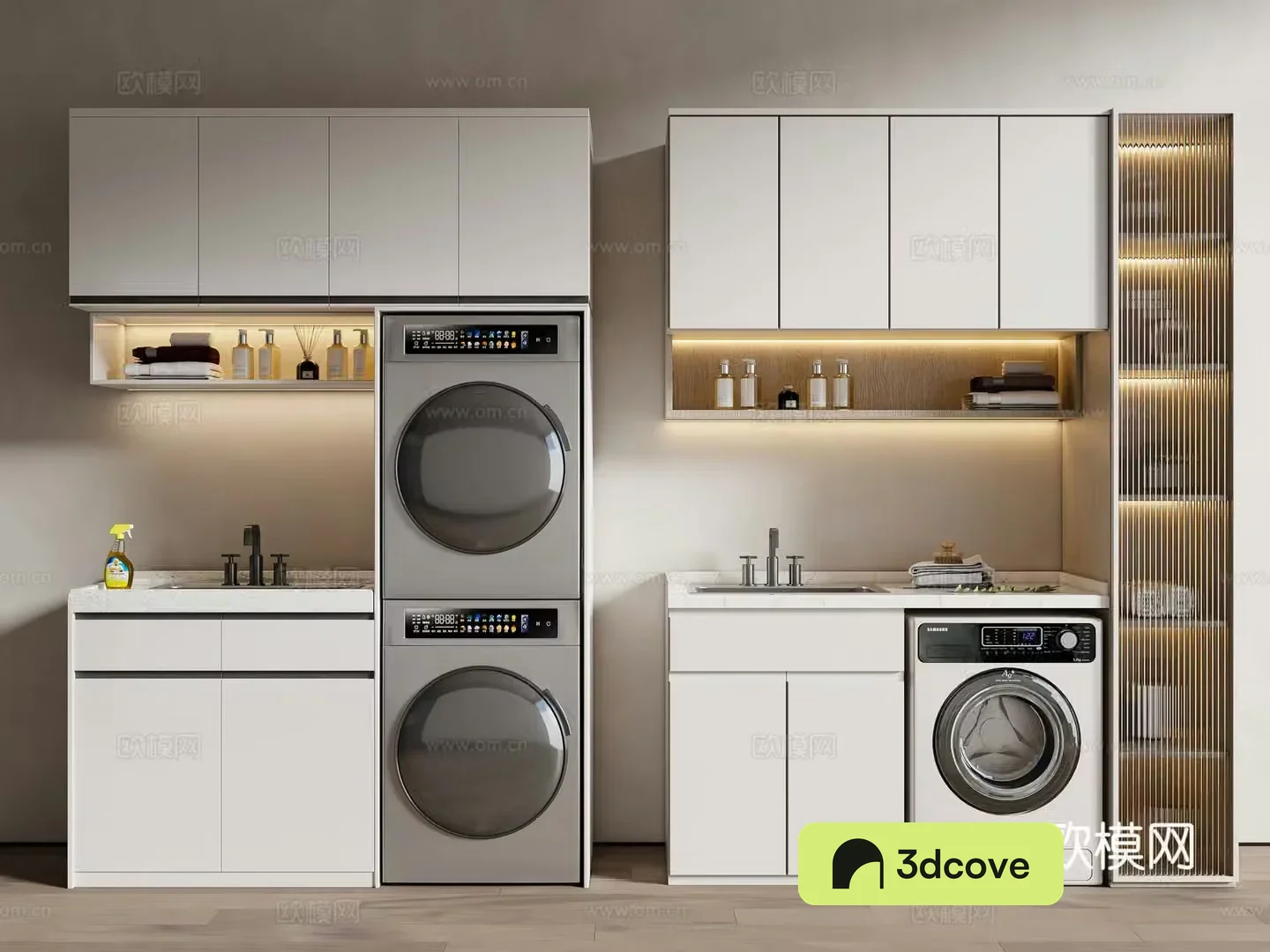 Modern cream style washing machine cabinet