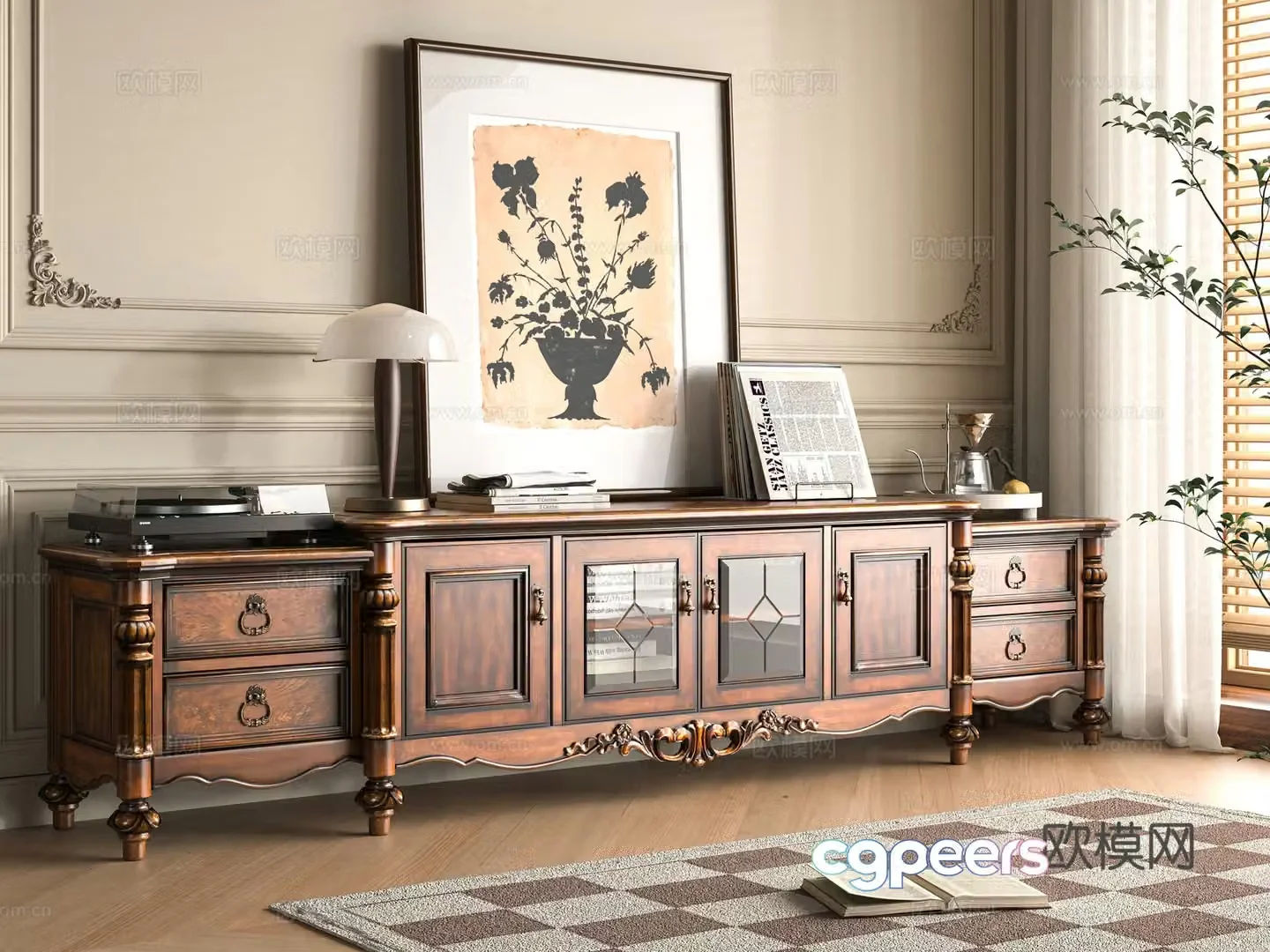 American TV cabinet 3D model