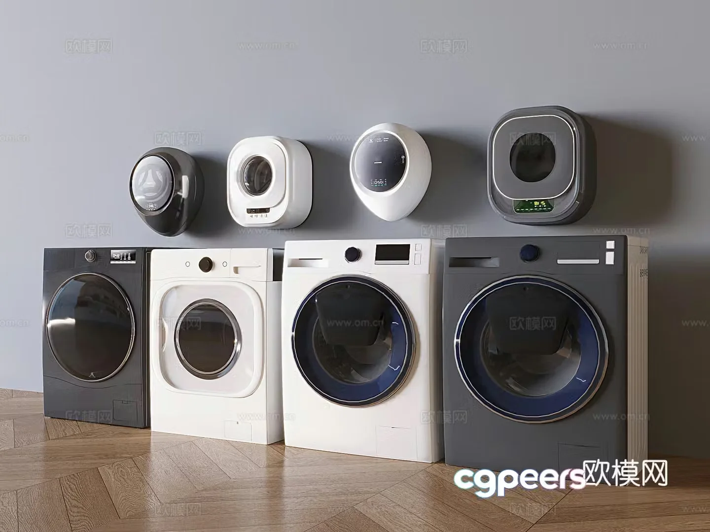 Modern washing machine dryer wall-mounted drying and washing integrated 3D model