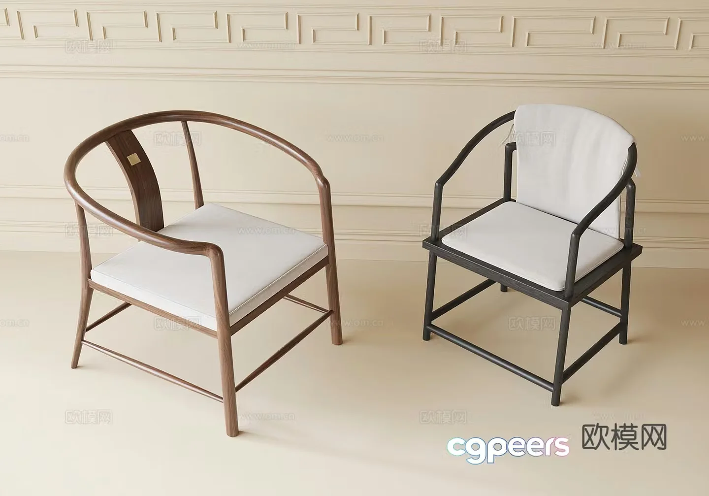 New Chinese style leisure chair single chair tea chair book chair 3d model