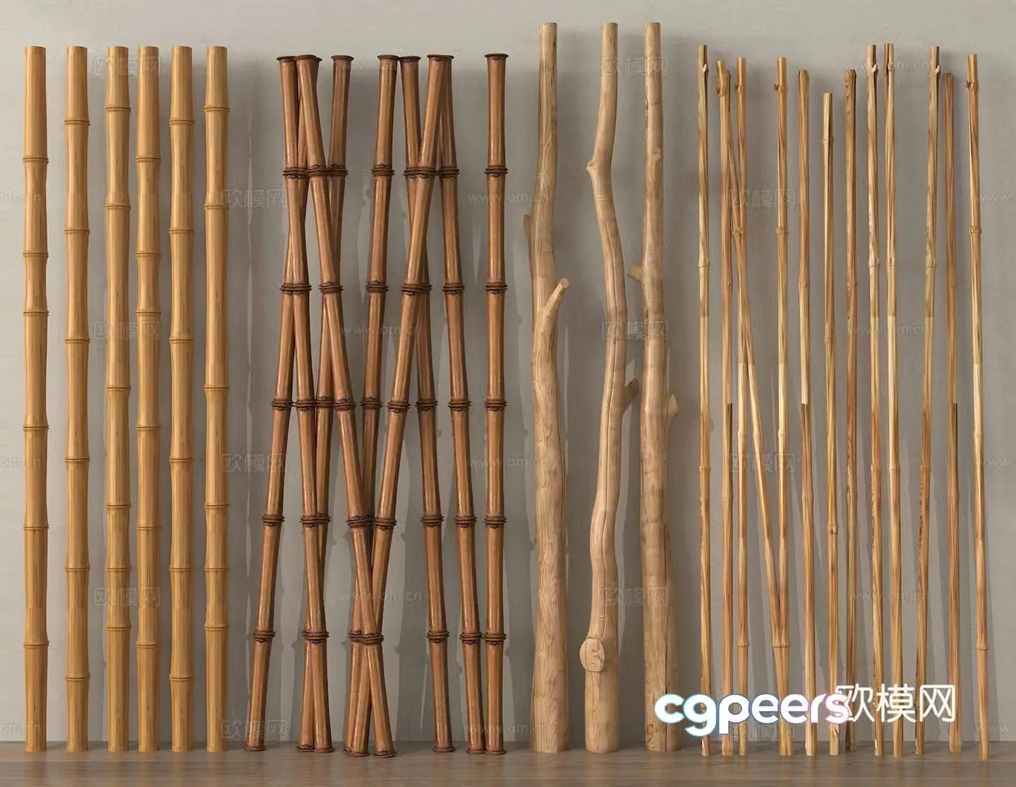 Partition Bamboo partition Bamboo fence Bamboo joint 3d model