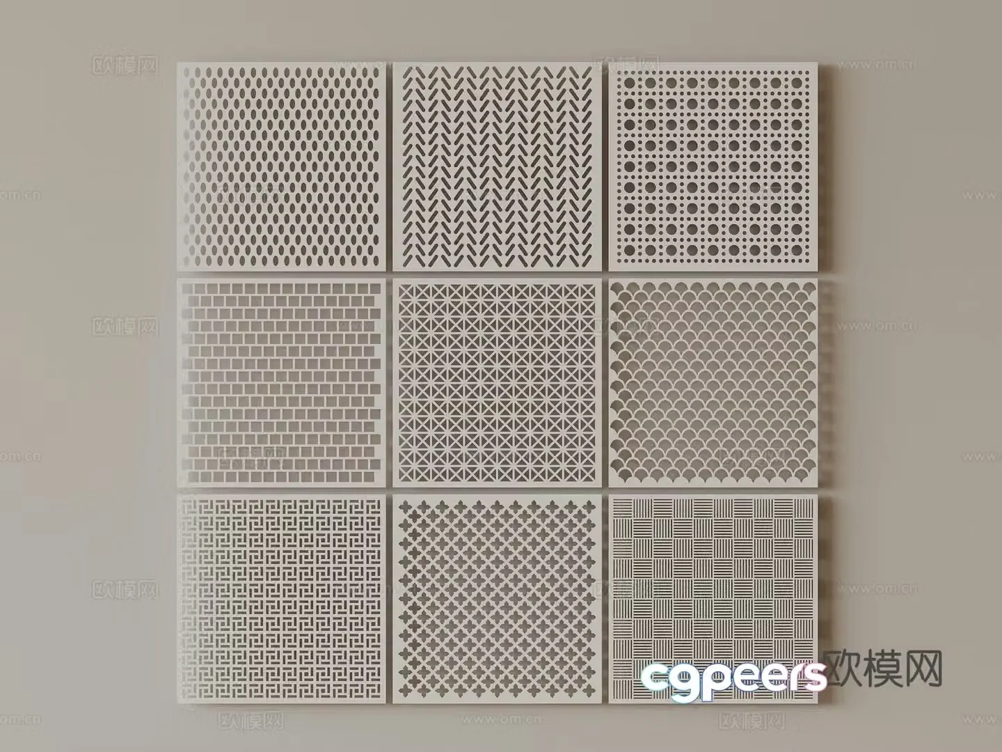 Modern wainscoting perforated board punched board aluminum plate 3d model