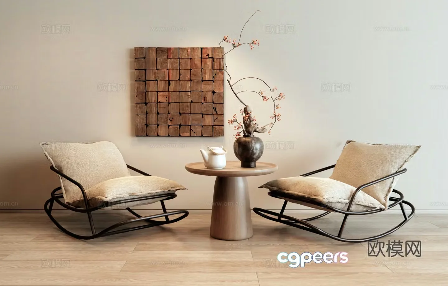Modern rocking chair casual chair screen chair 3D model