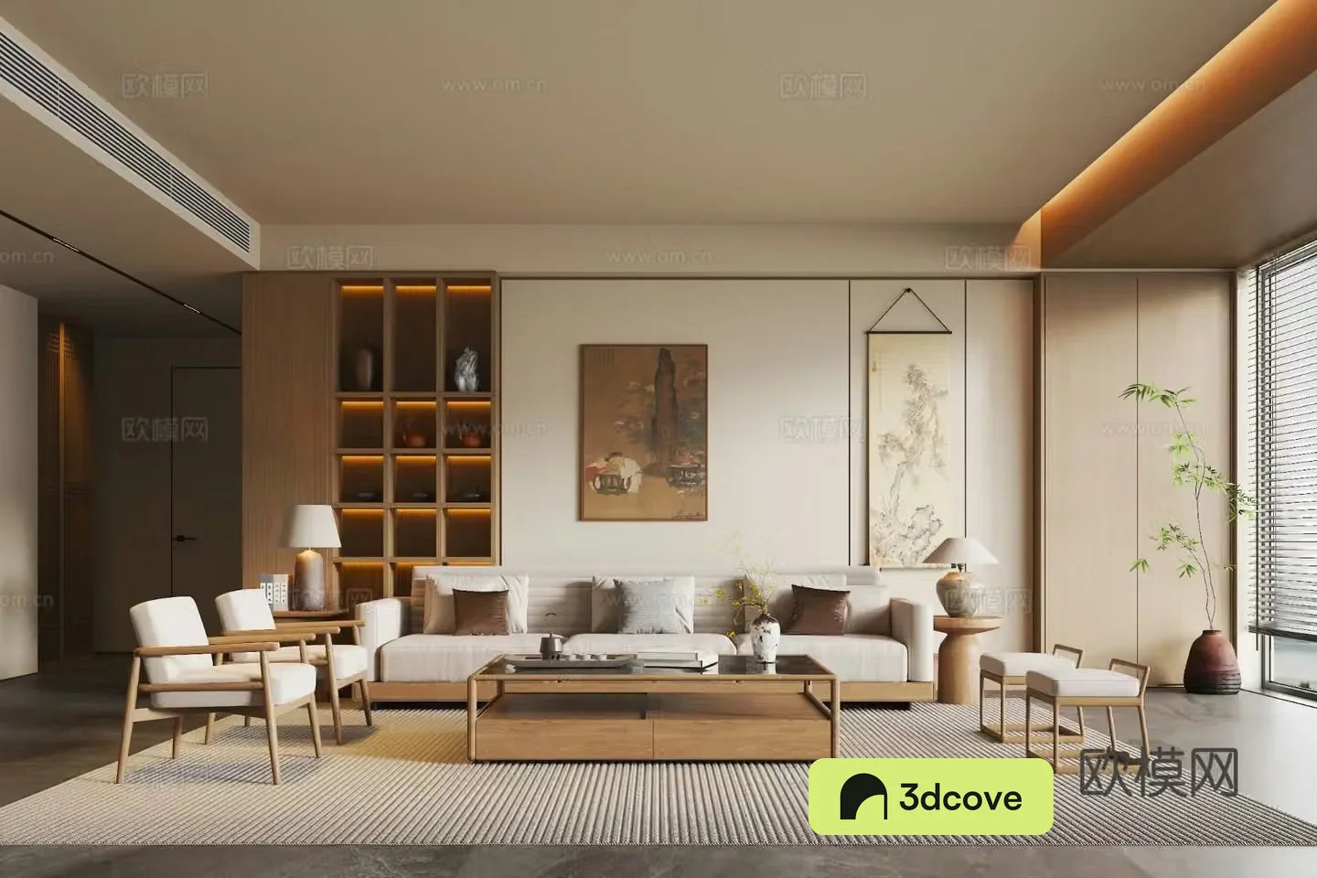 New Chinese style Song style living room solid wood sofa coffee table combination solid wood single chair sofa side table bookcase