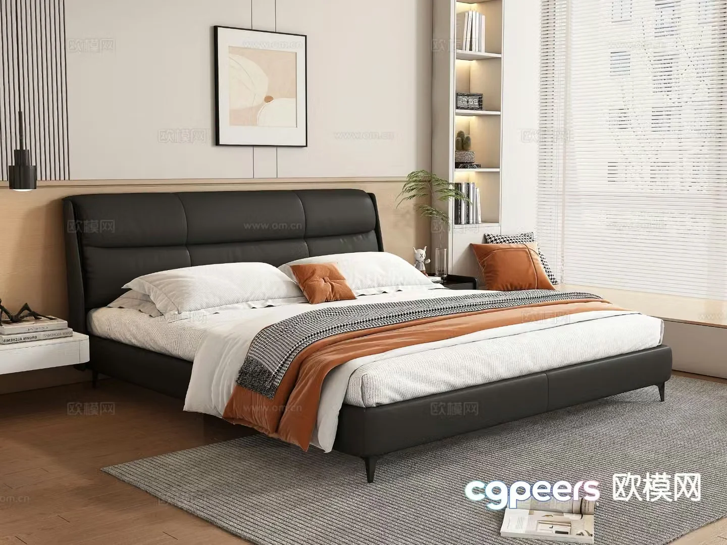 Modern double bed 3d model