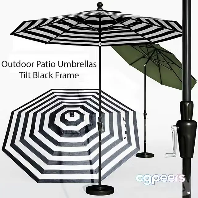 3ds Max Free – 9′ Sunbrella Black Cabana Stripe Outdoor Patio Umbrella with Black Tilt Frame + Reviews