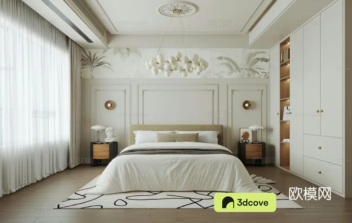 French home bedroom master bedroom bay window bedroom