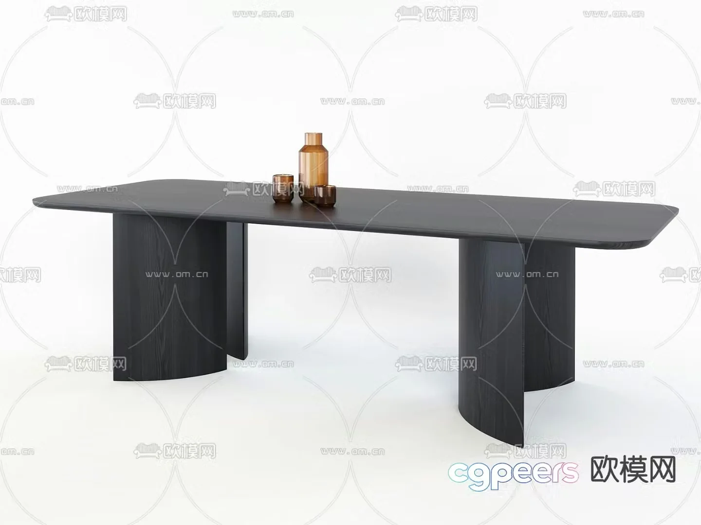 Modern dining table long dining table 3d model