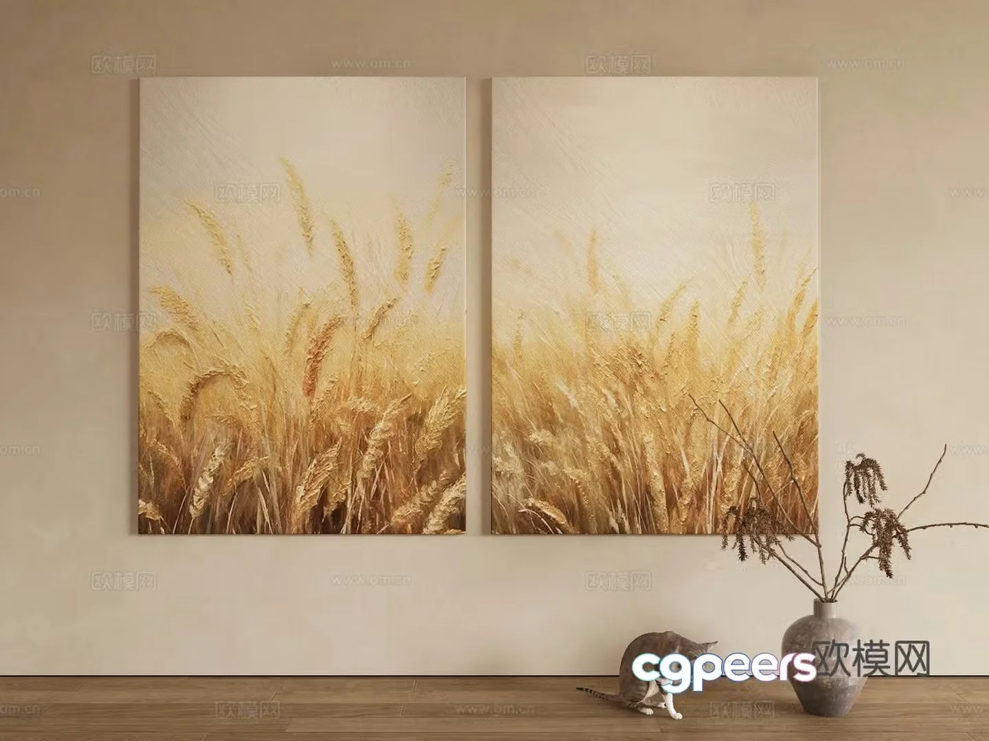 Modern landscape painting decorative painting 3d model