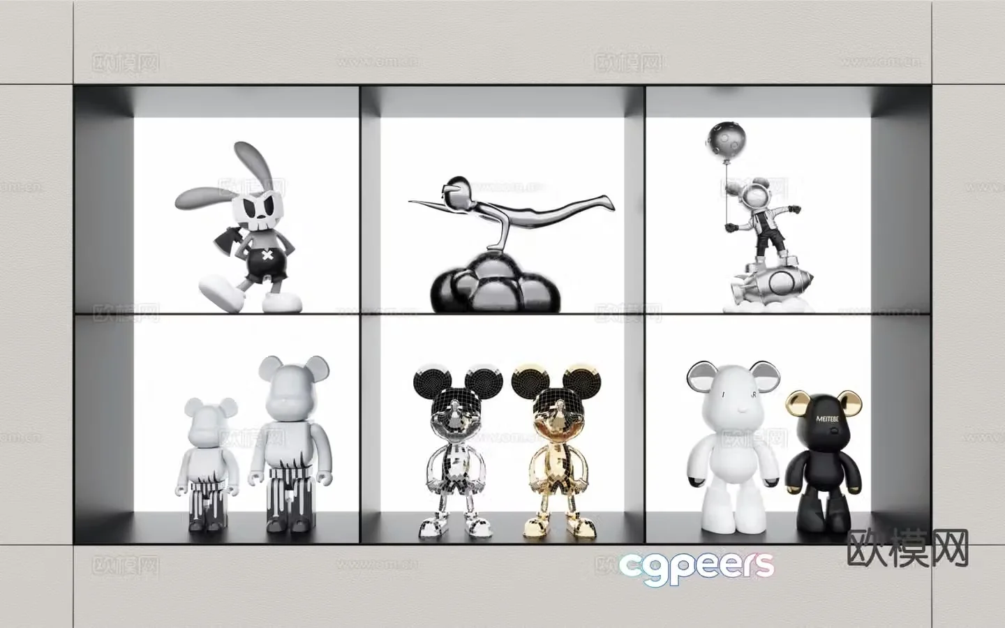 Mickey bunny trendy ornament 3d model