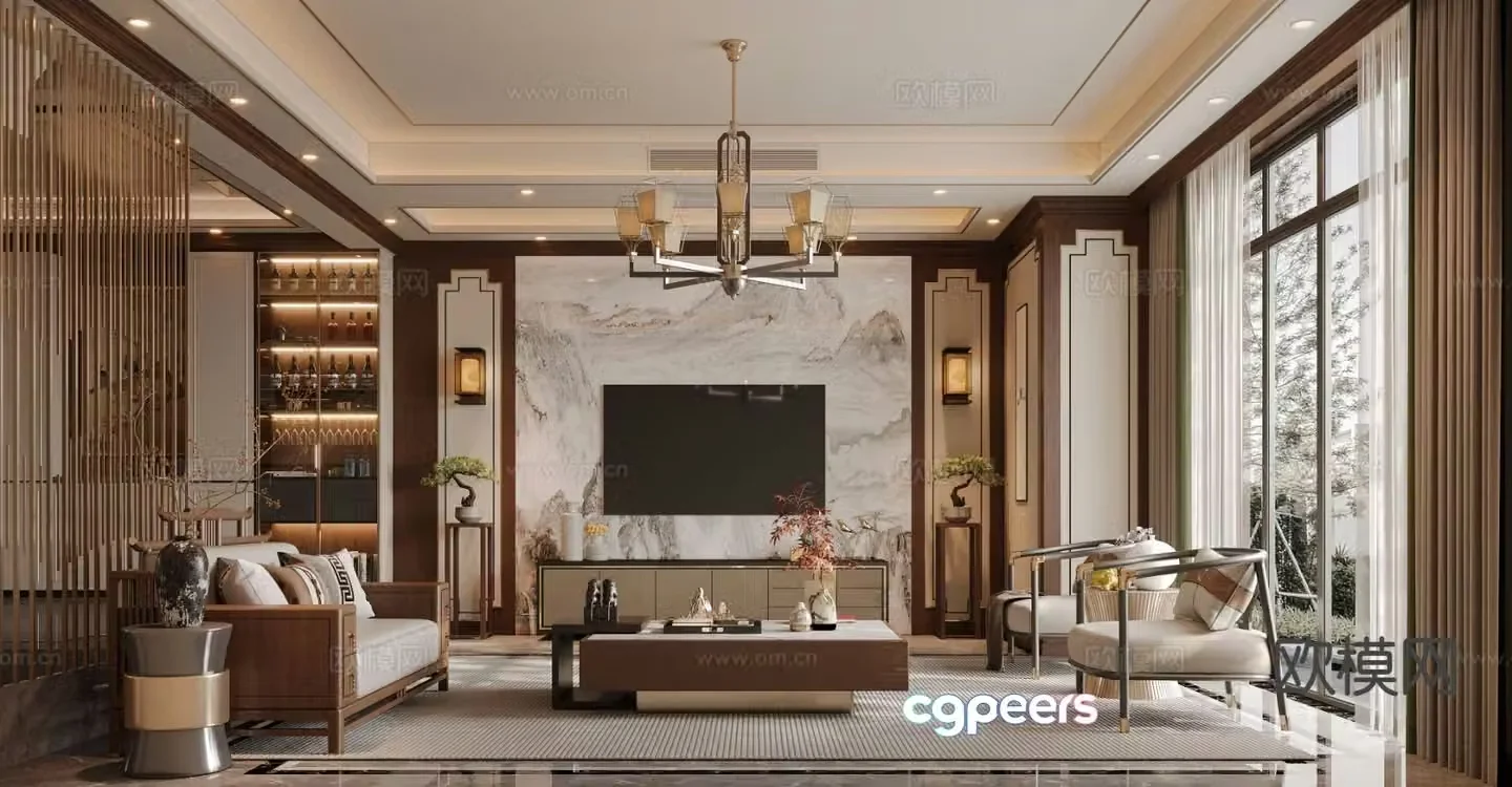New Chinese style living room 3d model