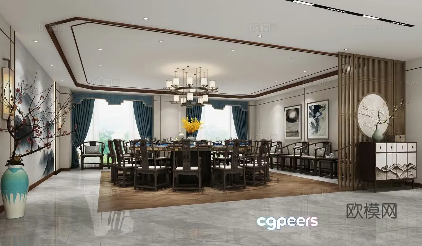 New Chinese restaurant private room 3D model