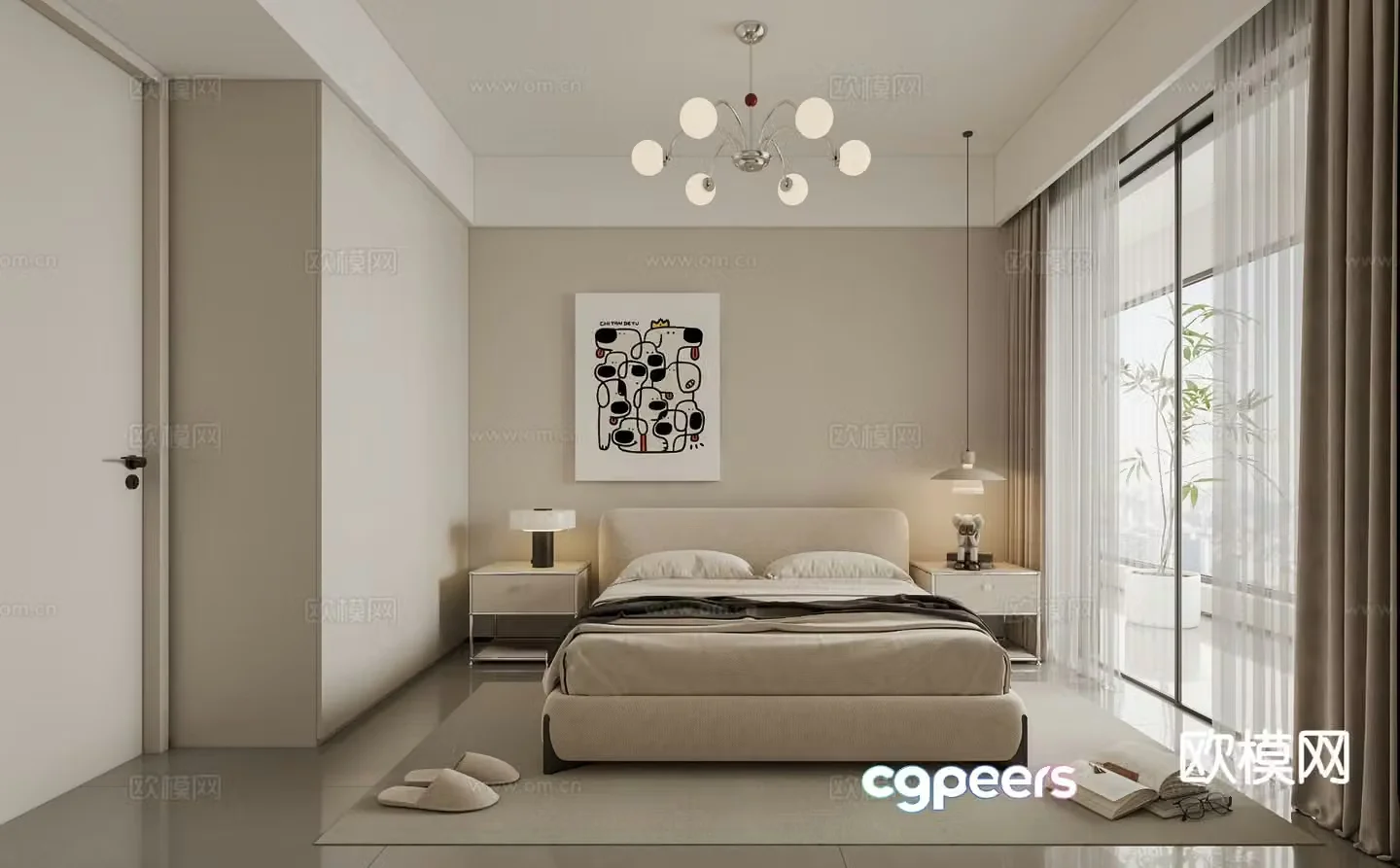 Modern bedroom master bedroom 3d model