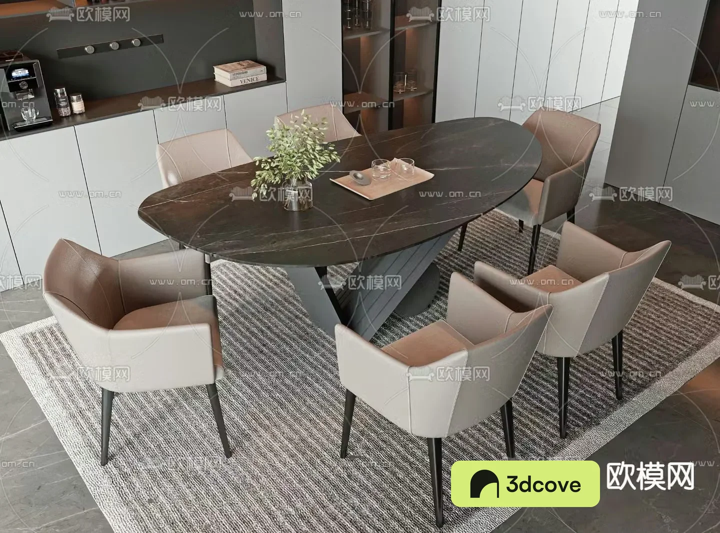 Oval dining table and chairs