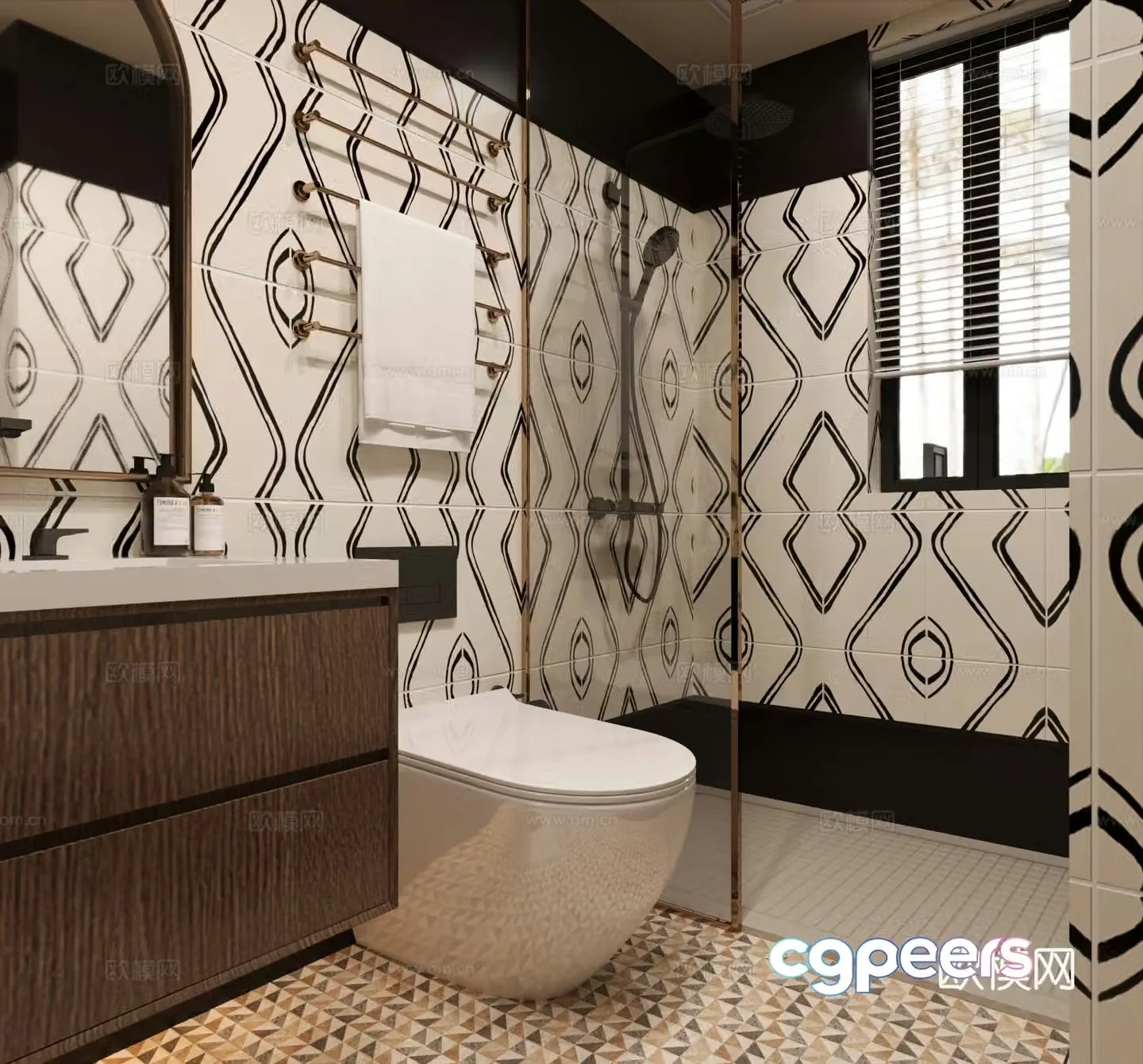 Medieval style retro bathroom bathroom 3d model