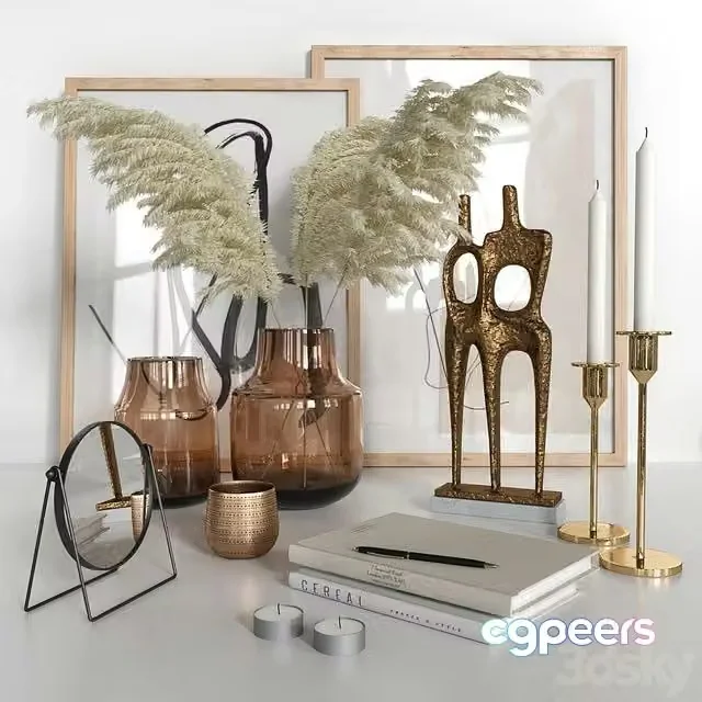 3ds Max Free – Decorative Set 02 (Candlesticks, vases, mirror)