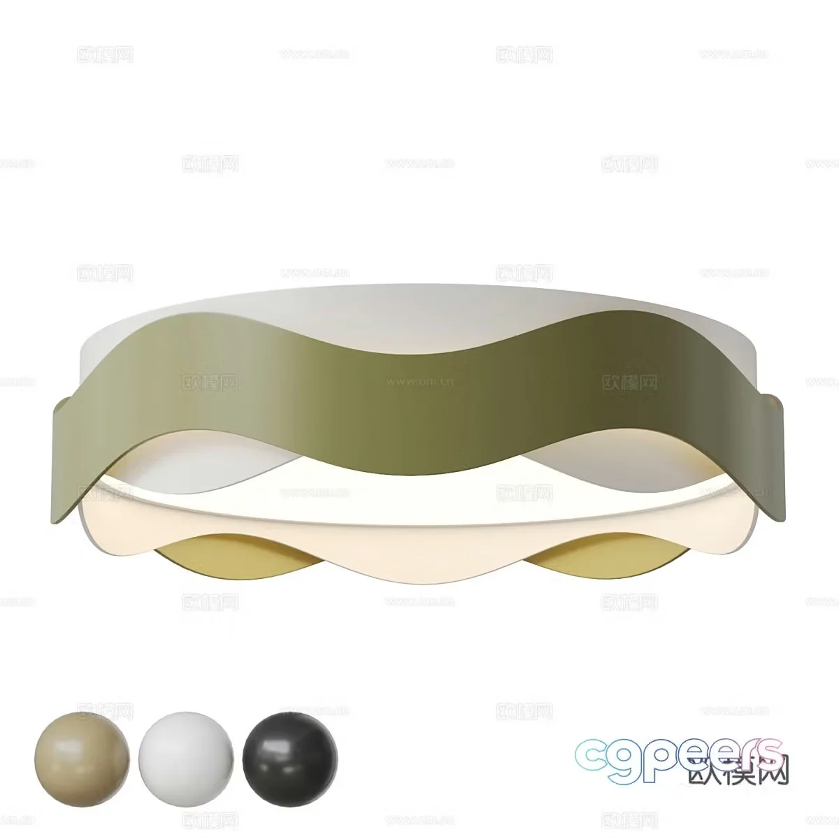 Modern creamy style children’s room ceiling light 3d model