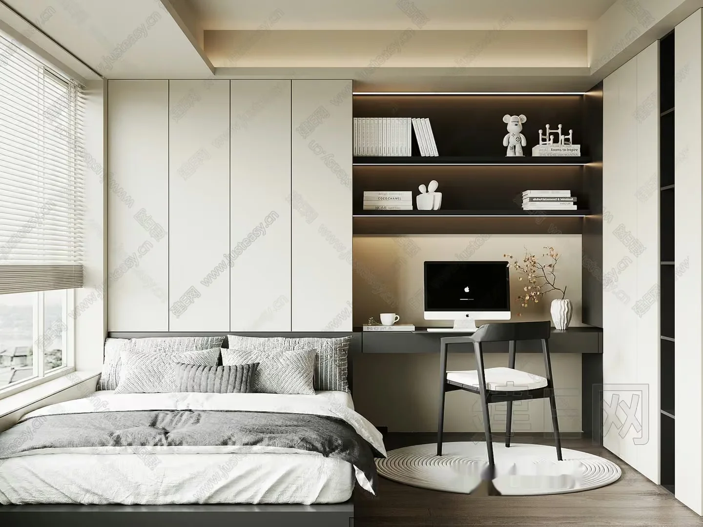 Modern Minimalist Bedroom 3D Model – 16584 – VRAY Render