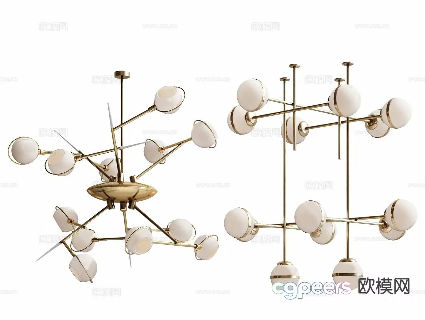 Light luxury multi-head chandelier 3D model