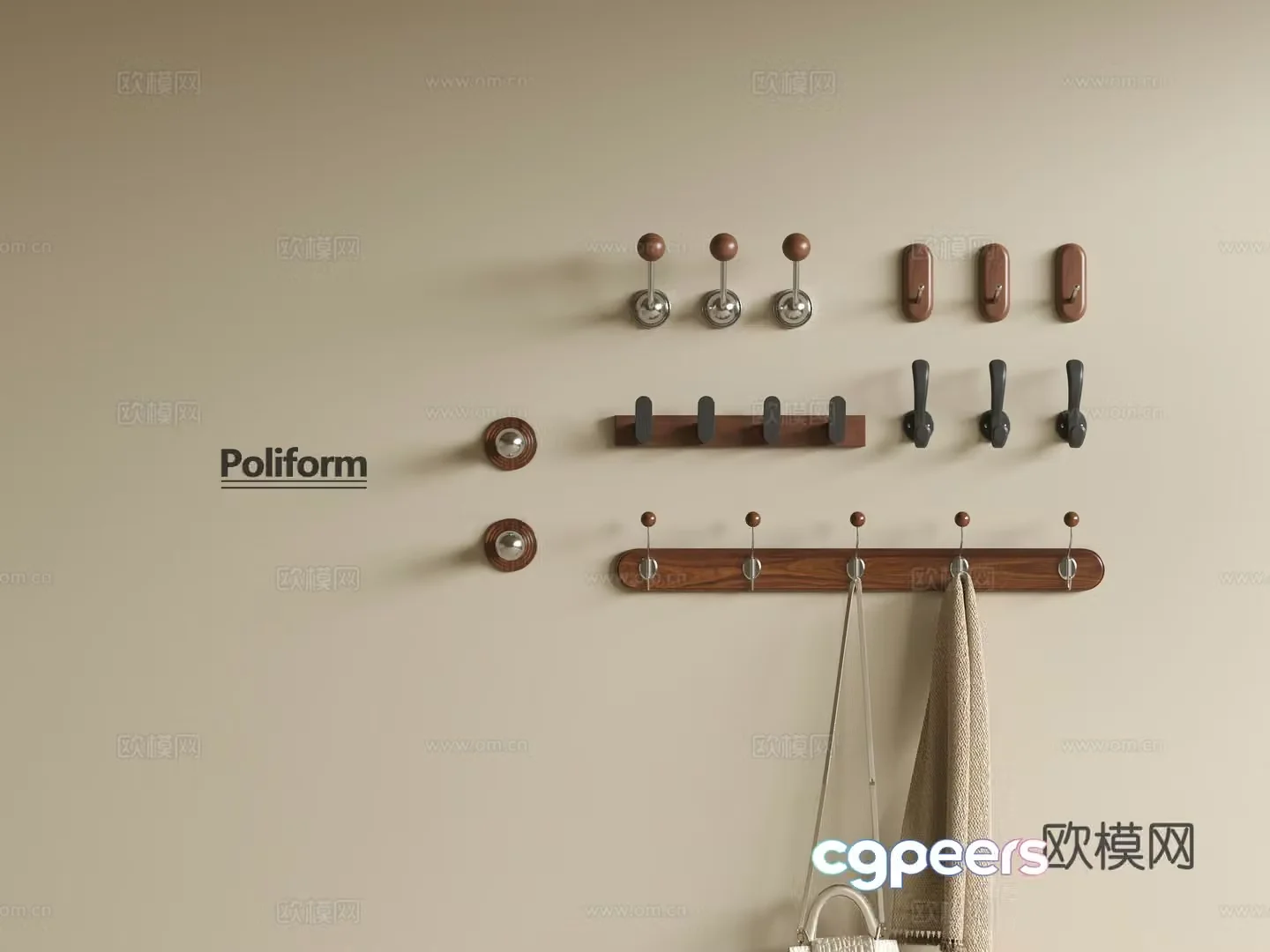 Modern medieval hook coat hook 3d model
