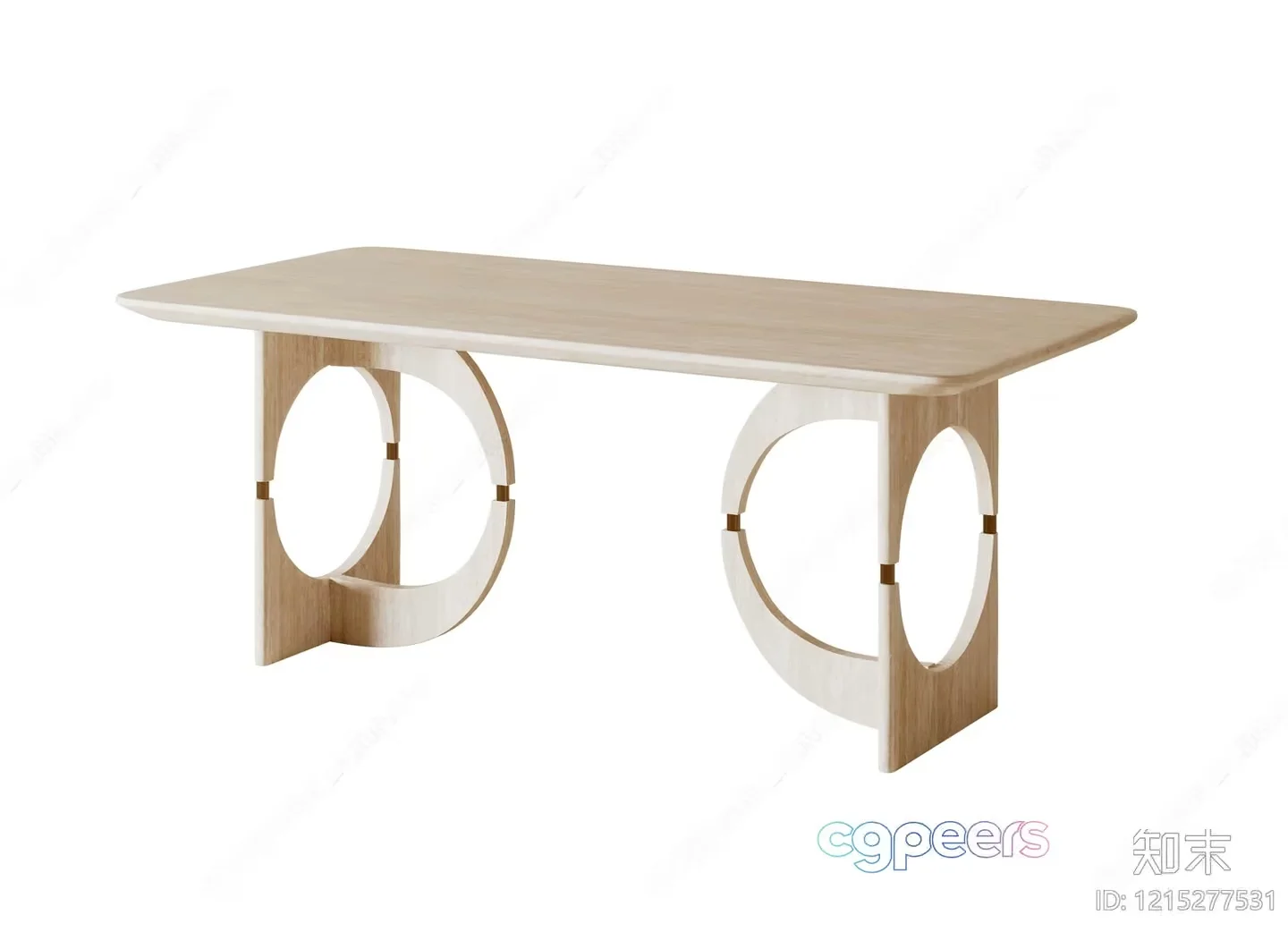 Wooden Table With Circular Design 3D Model – 15304 – CORONA Render
