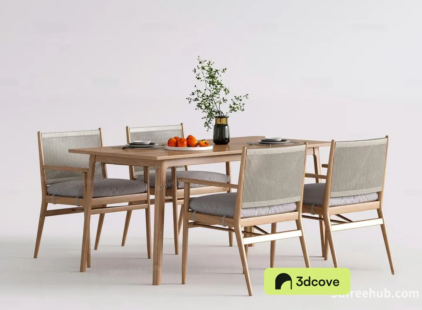 A Wooden Dining Table With Chairs
