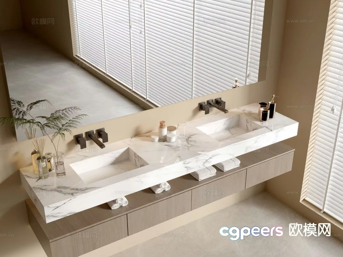 Modern double basin wash basin wash basin 3d model