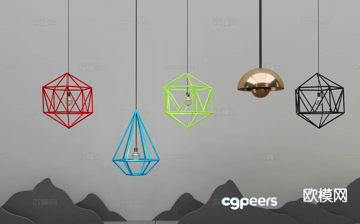 Modern colorful chandelier 3d model
