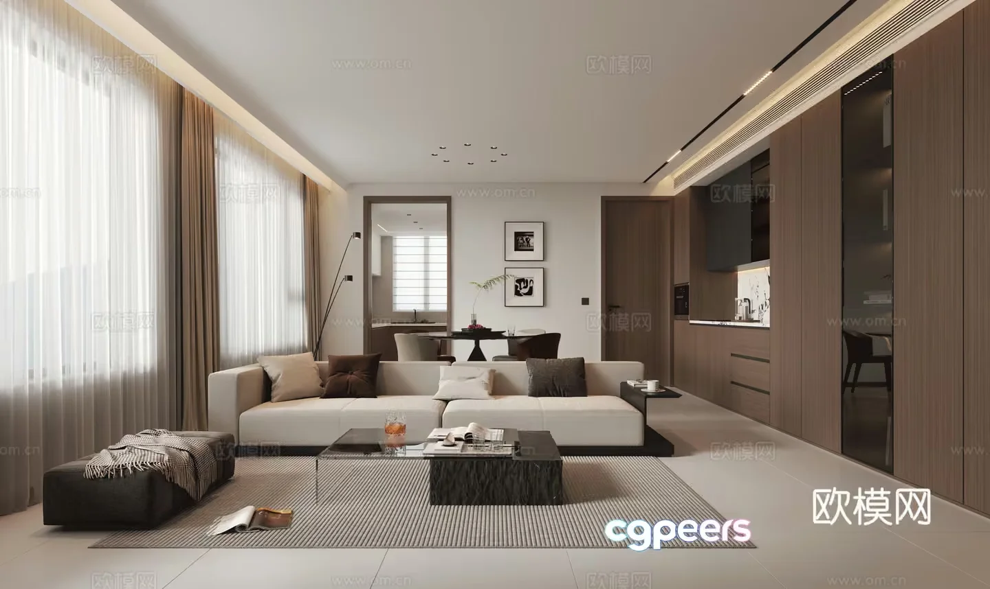 Modern Living Room 3D Model – 10107 – VRAY Render