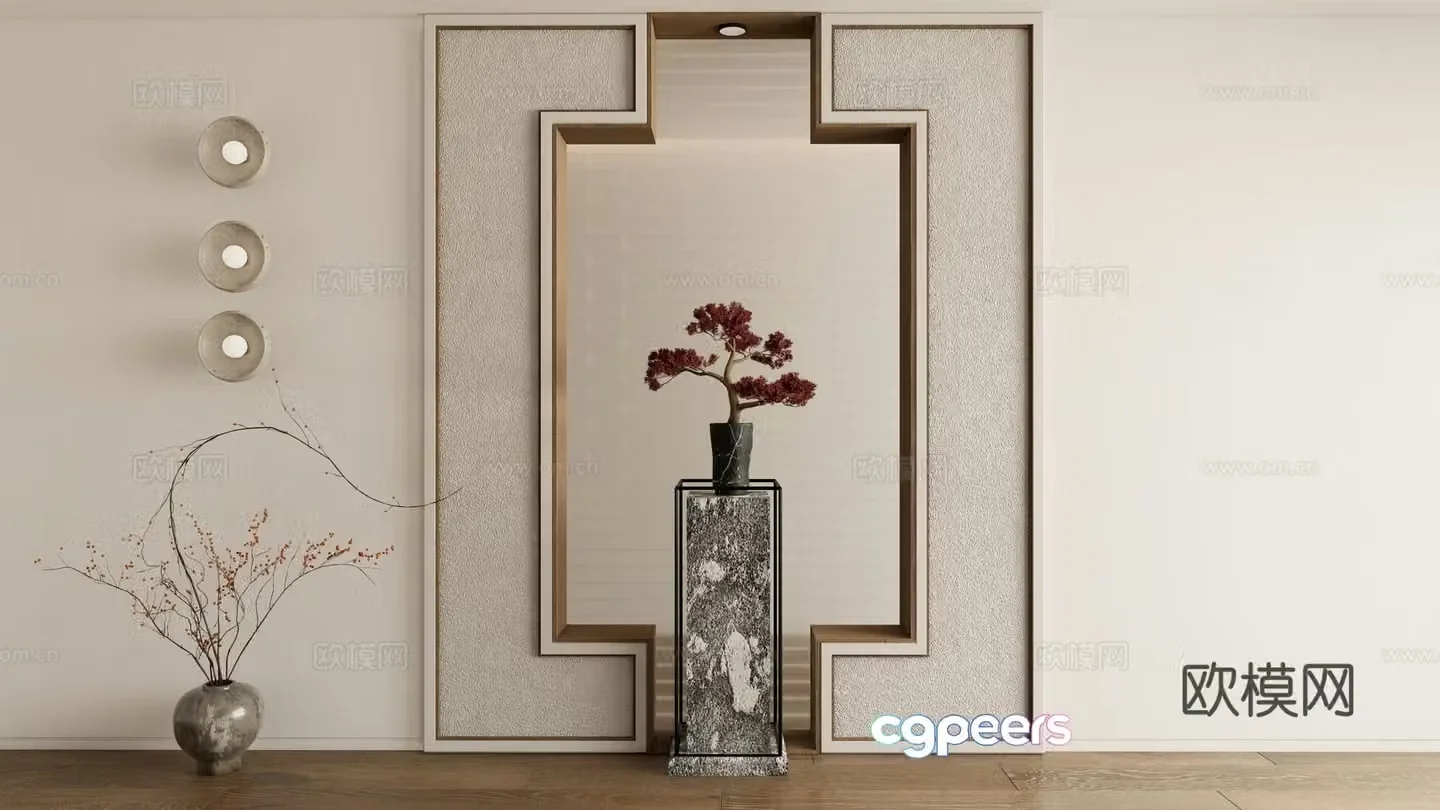 New Chinese style partition entrance partition 3D model