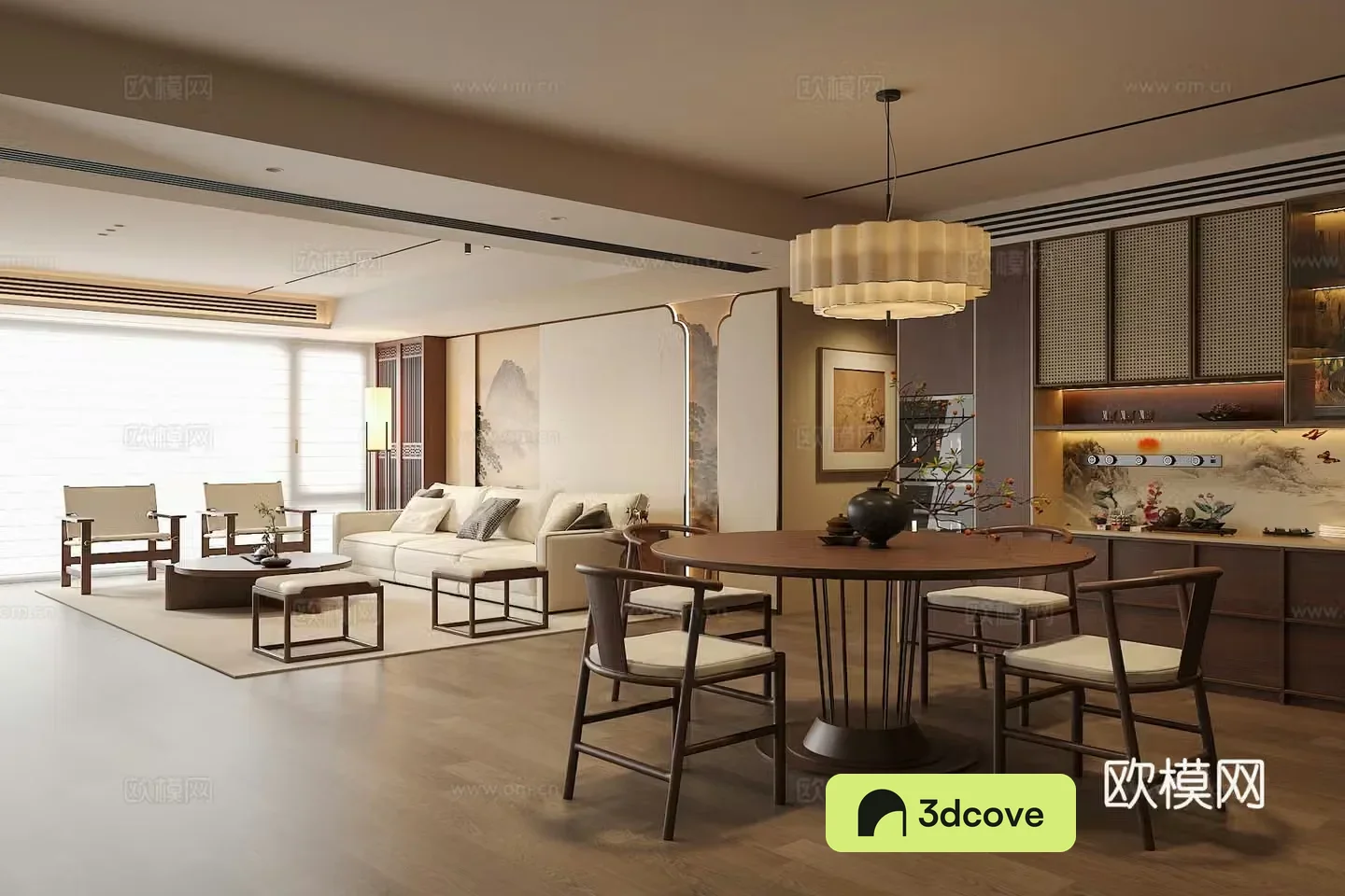 Song’s medieval style restaurant sofa coffee table combination green plants accessories ornaments desk lamp chandeliers