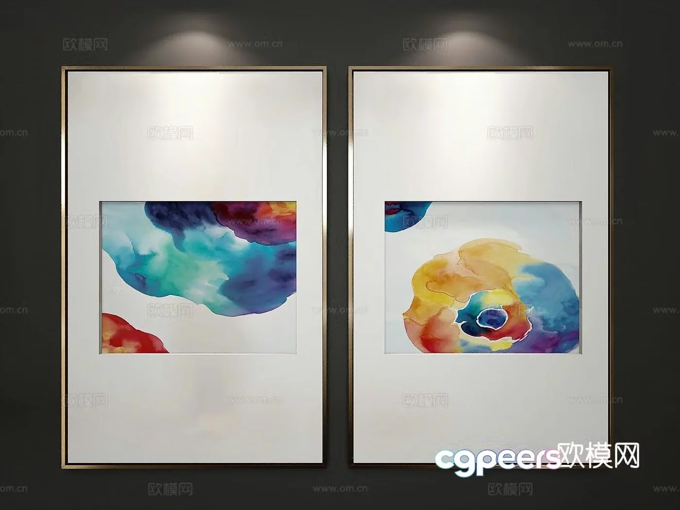 Decorative painting ink painting hanging painting 3d model