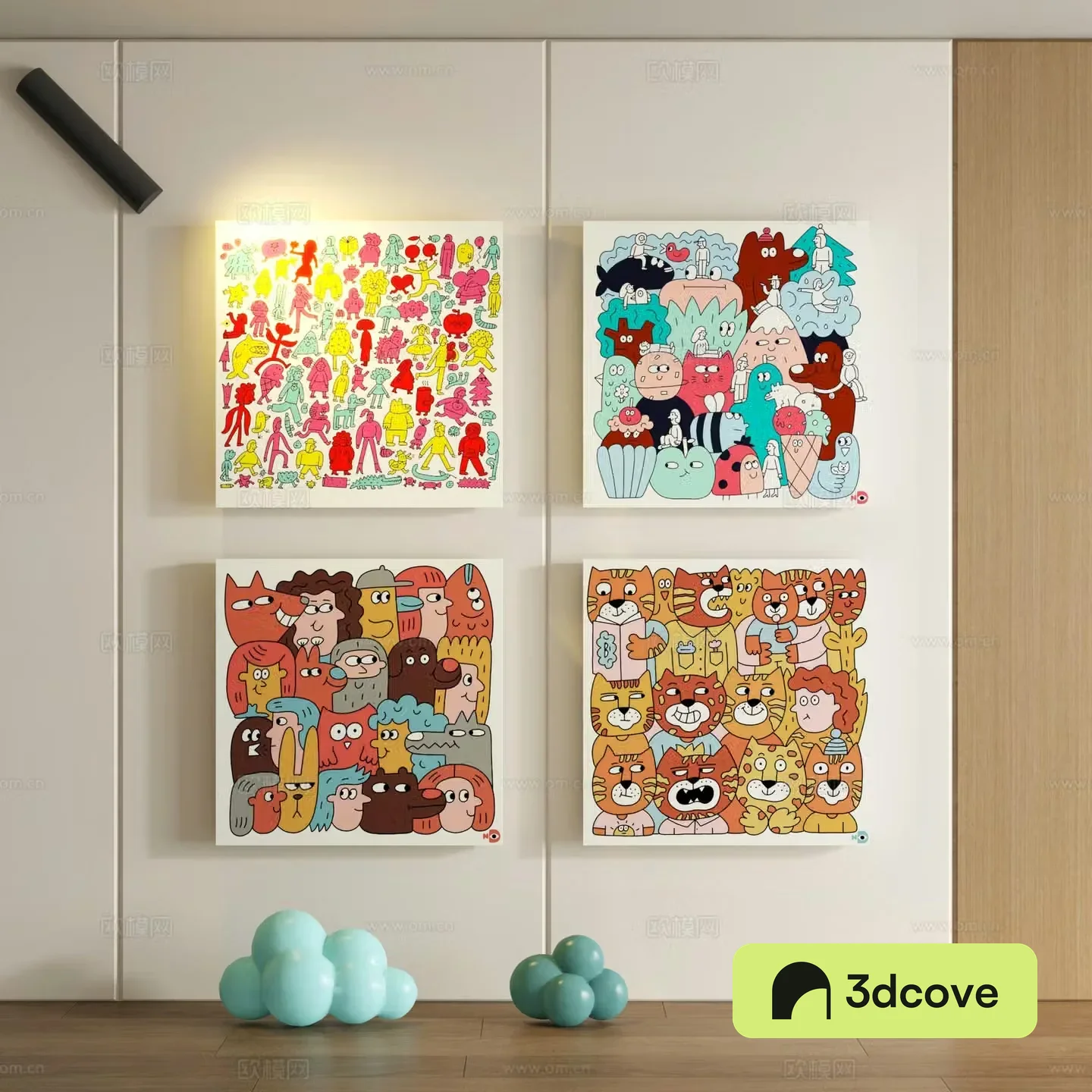 Modern children cartoon doodle decorative painting