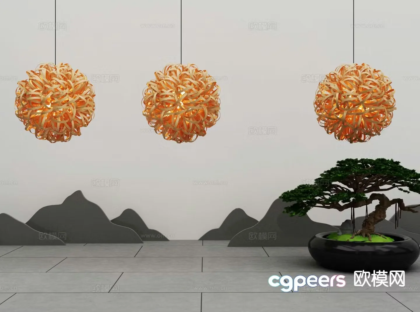 New Chinese style chandelier art chandelier 3d model