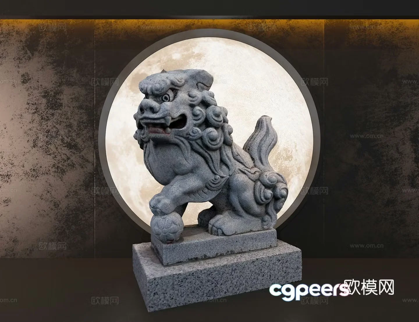 Stone lion 3d model
