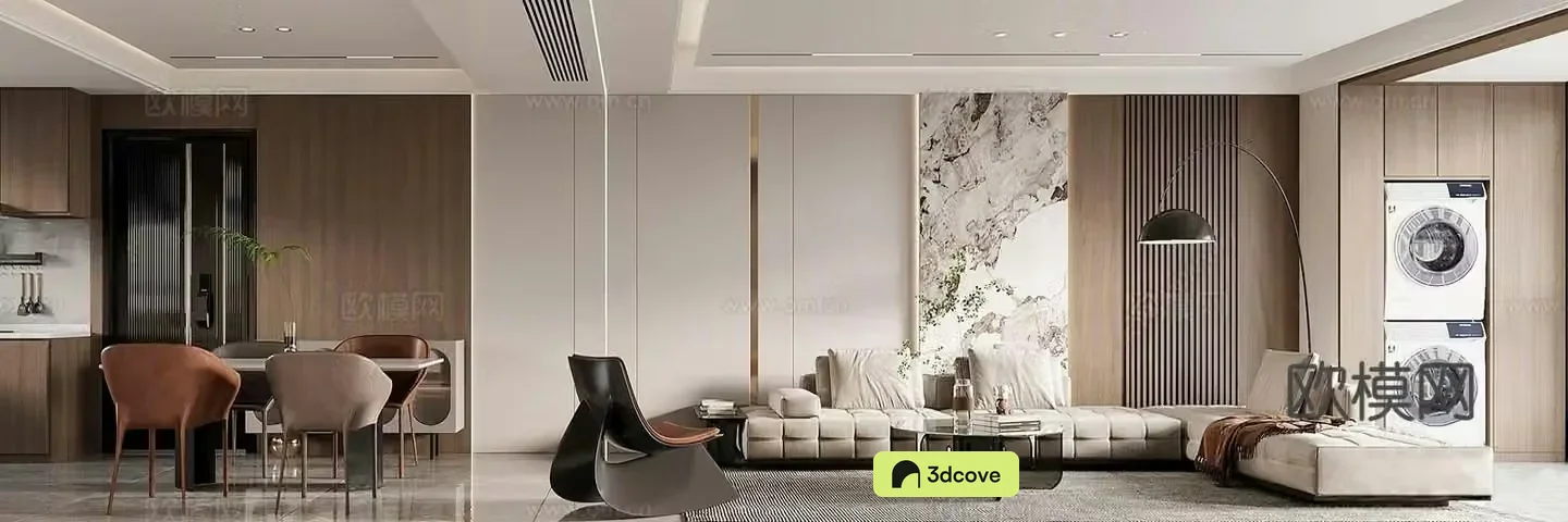 Modern living and dining room