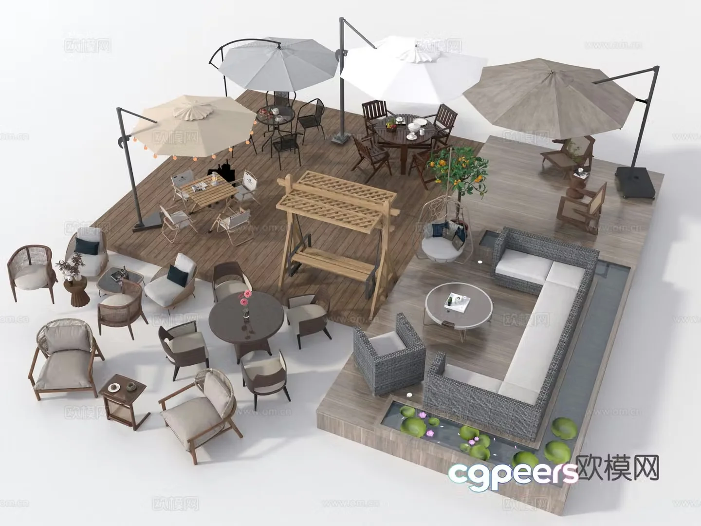 Outdoor table and chair 3d model