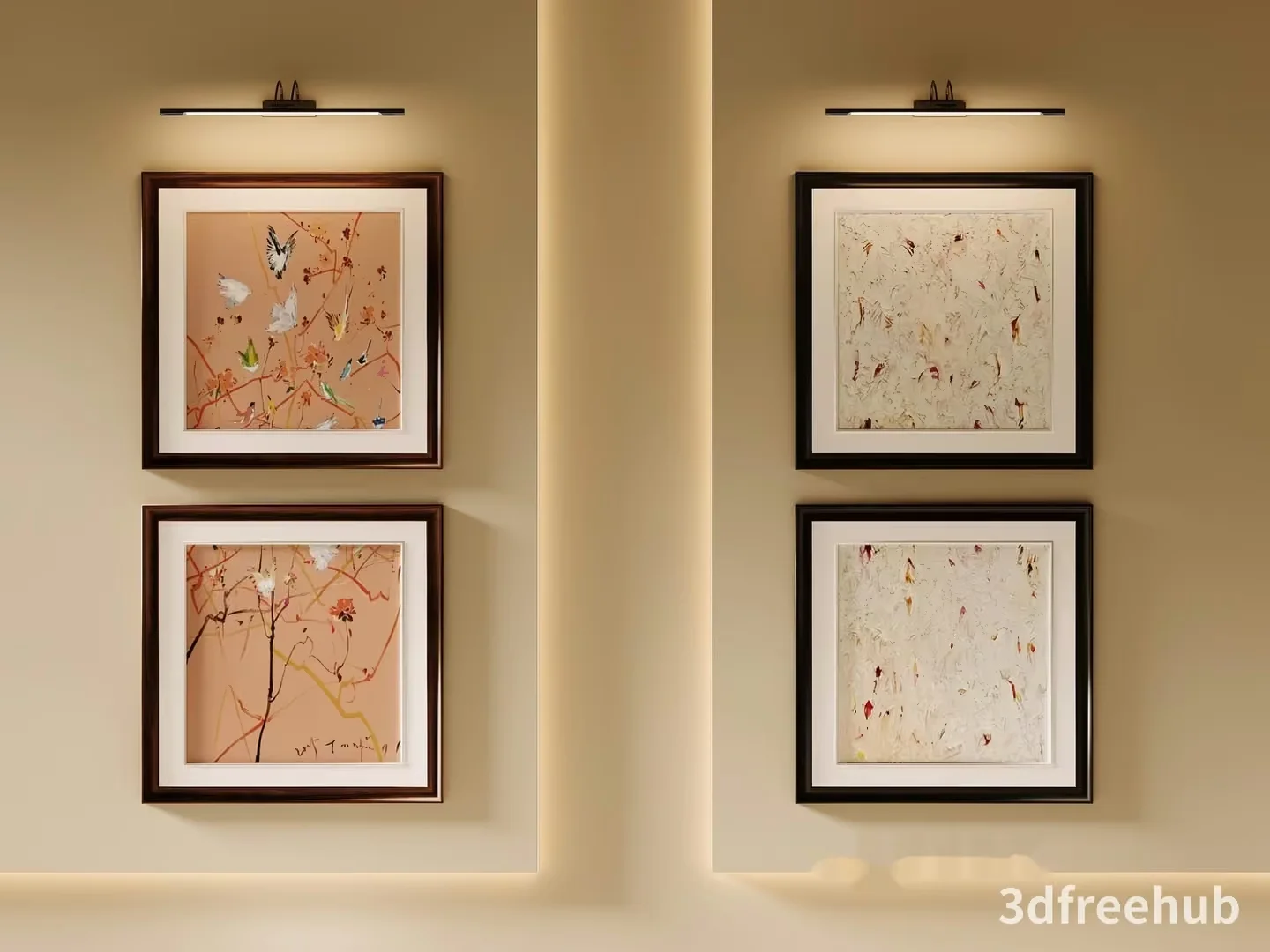 Four Framed Paintings On A Wall 3D Model – 23631 – VRAY Render