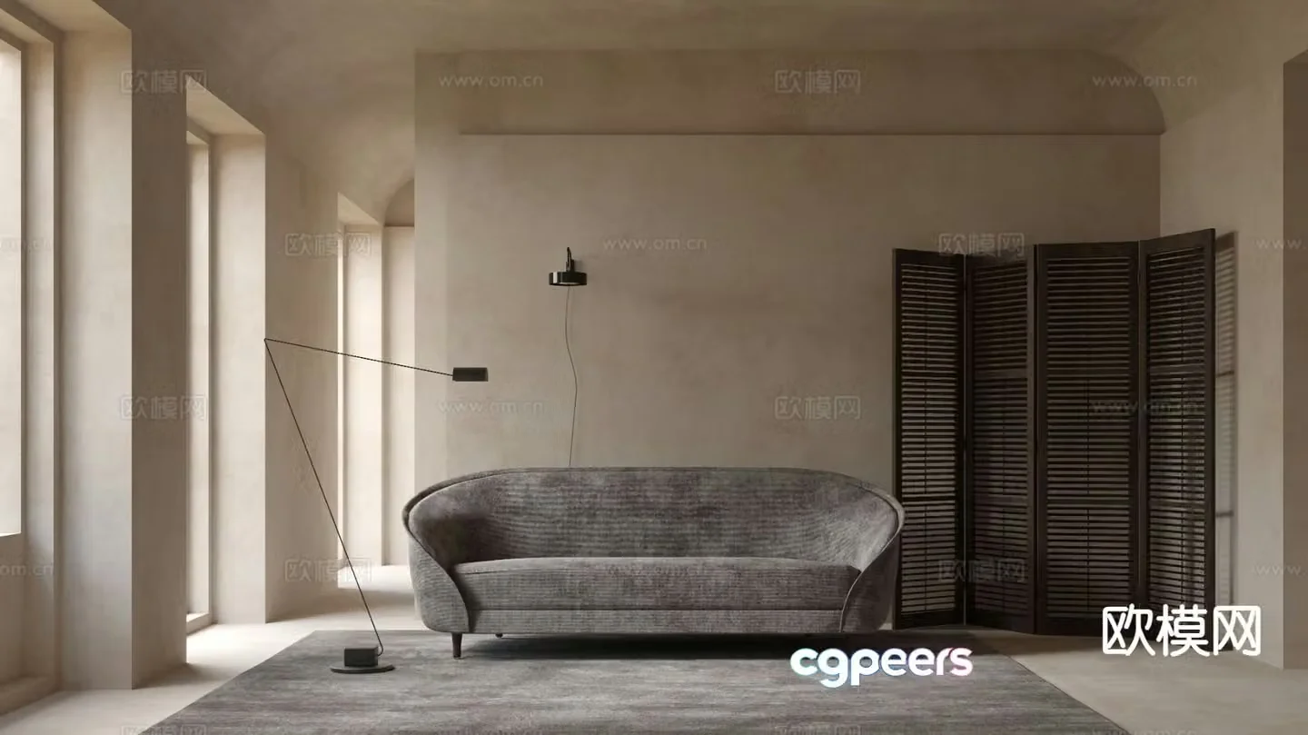 GUBI fabric sofa multi-person sofa 3d model