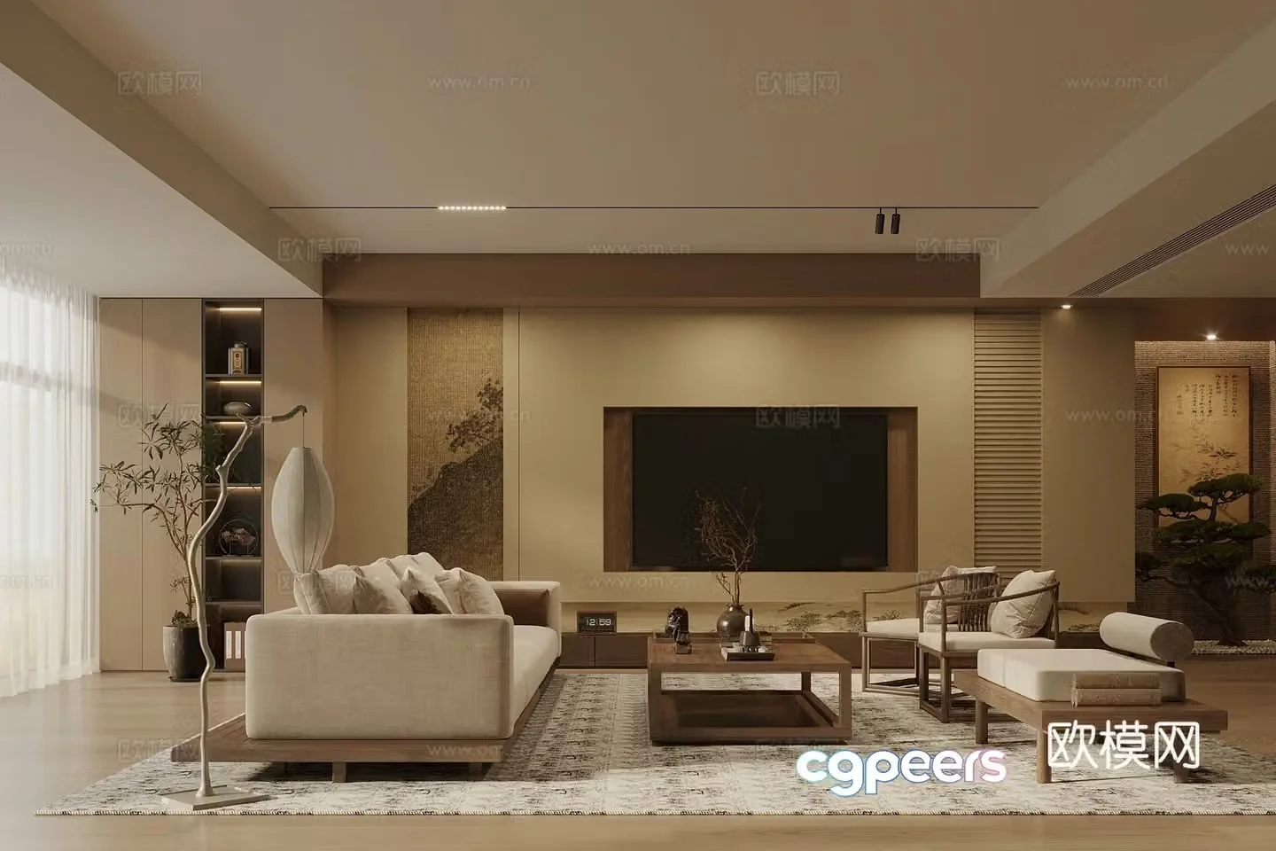 Song’s new stroke living room sofa and coffee table combination TV background wall leisure chair coffee table 3D model