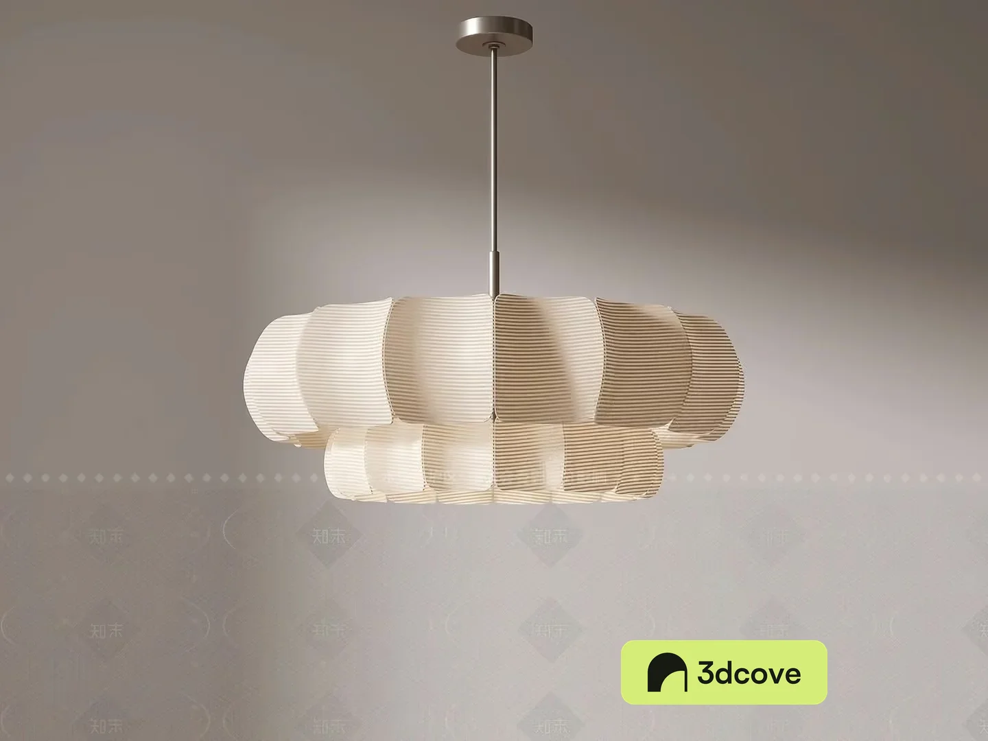 The Main Subject Is A White Lampshade With A Unique Design