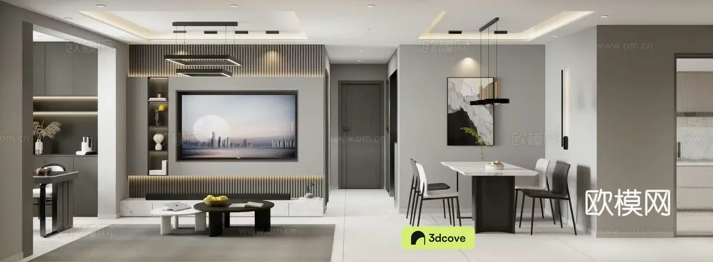 Modern minimalist living restaurant