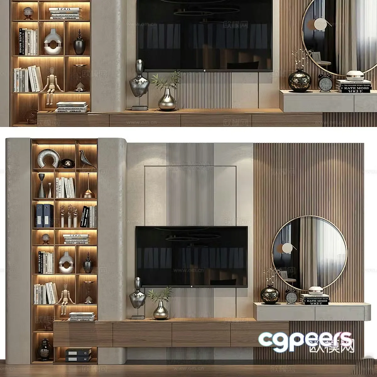 Modern TV background wall 3d model